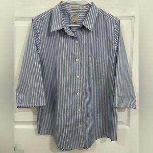 Vintage L.L. Bean Striped Cotton Button Down Women’s Shirt L